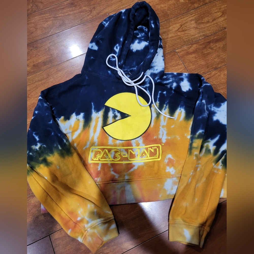 Pacman tie dye cropped hoodie sweatshirt medium size